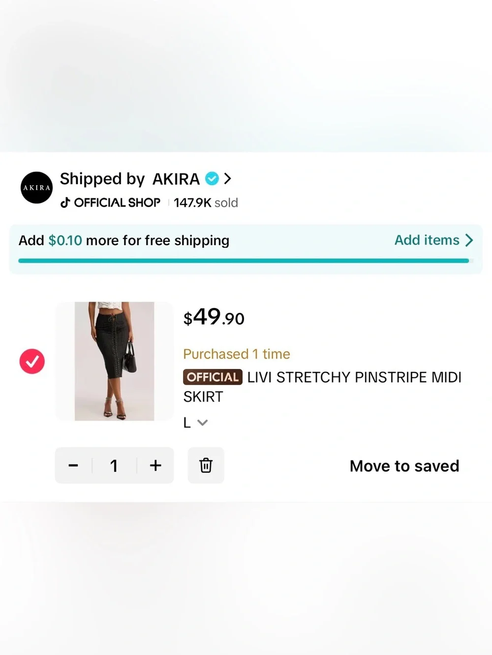 AKIRA Black Pinstripe Lace-Up Midi Pencil Skirt
